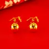 Brincos de Ouro Aluvial Que Não Desbotam por Muito Tempo, Design de Alto Padrão para Mulheres Liga de Cobre Simples Ouro de Imitação Brilhante Grão de Feijão Brilhante