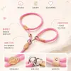 Corda-P para cachorro cor de macaron, corda redonda de PP durável, guia de treinamento para cães, guia de passeio para animais de estimação com corrente P integrada, em estoque