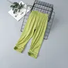 Pantalones finos de pijama para niños, holgados de modal, para niños y niñas, versátiles, a prueba de mosquitos, de verano, talla grande para niños y bebés, de seda de hielo, rectos
