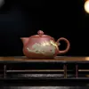 Juego de Té Tetera de Arcilla Púrpura Yixing al por Mayor Regalo, Tetera de Arcilla Púrpura para el Hogar Estilo Chino, Tetera de Arcilla Púrpura Mineral Original Semimanual Oro y Jade