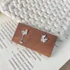 Novos Brincos de Tarraxa com Borboleta Assimétrica, Flor de Gelo e Zircônia, Estilo Floresta Fresca, Acessórios de Brincos Doces de Verão de Alta Qualidade