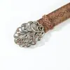 Cinturón Estilo Corte Bohemio con Hebilla Vintage de Mariposa con Pedrería, Textura Repujada, Hebilla Lisa y Cinturón para Jeans