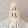 Peluca para Muñeca Seda Suave Figura BJD SD Vestir Estilismo Flequillo Largo de Colores Rizos de Lana Peluca Cubrecabezas