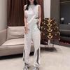 25535 Big Aimei Yiyuan 2025 Verano Nuevo Simple Casual Moda Top sin Mangas Traje de Pantalón Recto