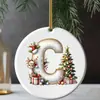 Nueva decoración navideña transfronteriza: Colgante acrílico 2D con letra y diseño de ciervo para árbol de Navidad y decoración navideña del hogar