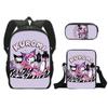 Mochila Escolar Transfronteriza Nueva Kulomi Mochila para Estudiantes Set de Tres Piezas Poliéster Una Capa Estuche para Lápices Mochila Pequeña Mochila Escolar de Dibujos Animados