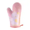 Guantes de silicona de unicornio, largos, acolchados con algodón, puntos de colores, guantes resistentes al calor para microondas, hornear y uso en horno de cocina