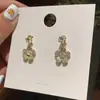 Brincos de Flor de Cinco Pétalas Modernos e Elegantes, Brincos de Flor de Zircônia Estilo Coreano com Diamantes, Uso Duplo Frontal e Traseiro, Tarraxas de Zircônia Multifuncionais Removíveis
