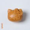 Llavero colgante creativo para teléfono móvil con forma de Hello Kitty, de madera de melocotón y sándalo natural, finamente tallado, con orificio pasante