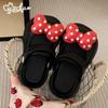 Sandalias de Verano para Niñas, Elegantes y Cómodas Zuecos Mary Jane con Lunares y Lazo, Suela Gruesa para Uso al Aire Libre