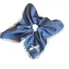 Estilo Simples Tecido Jeans Azul Laço Grande Anel de Cabelo Intestino Grosso Renda de Alta Qualidade Corda de Cabeça de Renda Cabeça de Bola Rabo de Cavalo Alto