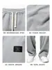 Calça de Moletom com Tecido Waffle para Comércio Exterior Masculina, Novo Estilo Primavera e Outono, Calça Reta Solta, Calça Longa Respirável com Cordão para Esportes, Caimento Fluido