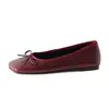 Zapatos Planos de Cuero Cuadrados y Elegantes con Lazo, Nuevo Estilo Otoño 2026, Cómodos y de Corte Amplio, Zapatos de Mujer de Piel Genuina con Escote Bajo