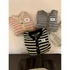Cacahuete Otoño e Invierno Estilo Coreano Atmósfera Suave Puntos de Color Rayas Cuello Redondo Suéter Cálido Mujer 12270