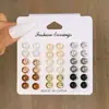 Set de Aretes Nuevo Transfronterizo Set de 15 Piezas para Mujer Pendientes de Perla Dopamina Coloridos de Alta Gama Pendientes Sencillos Venta al por Mayor