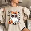Moletom Transfronteiriço Halloween Fantasma Abóbora Morcego Estampado Pulôveres Feminino Tamanho Europeu