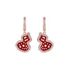 Brincos de Cabacinha Cravejados com Diamantes no Mesmo Estilo de Liu Shishi para Mulheres, Luxo Acessível Design de Nicho, Brincos Vermelhos de Alta Qualidade, Brincos Novo Estilo Chinês