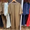 Vestido Casual de Mezcla de Algodón para Mujer con Cuello Redondo Holgado / Falda de Manga Corta de Longitud Media Verano 2026 484091