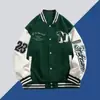 Chaqueta de Béisbol de Moda Estilo Americano para Hombres y Mujeres, Primavera y Otoño, Estampado Bf de Gama Alta, Bloques de Color, Chaqueta Casual Holgada