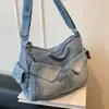Nueva bolsa cruzada de mezclilla transfronteriza 2026, bolsa de hombro casual de moda de gran capacidad, multibolsillos ligera