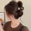 Para cabelos grossos, presilha de tubarão acrílica da moda, presilha de cabelo francesa fofa em formato de coração, presilha de garra com laço elegante para mulheres