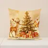 Popular Cojín Navideño de Amazon Set de Poliéster con Funda de Cojín Estampado de Muñeco de Nieve para Decoración Interior Festiva Cojín de Sofá