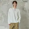 2025 Primavera Inicial Masculino Novo Design de Moda Tendência Camiseta com Zíper Estilo Preguiçoso Pesado Manga Longa Estilo Americano