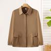 Ropa de Verano para Madre Camisa de Manga Larga con Solapas Abrigo Delgado Ropa de Protección Solar para Mujeres de Mediana Edad y Adultas Mayores Primavera y Verano Suelta Color Sólido Nuevo Top