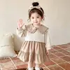 Vestido de Princesa Elegante de Otoño para Niñas 2026 Nuevo de Otoño Ropa Infantil Bebé Niña Vestido de Encaje Falso de Dos Piezas con Cuello de Muñeca