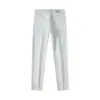 Pantalones Cortos Blancos Gruesos Estilo Europeo de Lujo para Otoño e Invierno, Tres Pruebas, Elásticos Ajustados Rectos, Marca de Tendencia