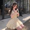 Vestido floral lindo súper atractivo 2025 nuevo elegante ropa de primavera para mujer francés reductor de edad cintura ins
