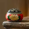 Quemador de Incienso Fragante de Color Nacional Adornos Hogar Interior Ceremonia del Té Quemador de Incienso Xiangyun Cubierta de Cobre de Aleación Quemador de Incienso de Cerámica Peonía