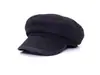 Gorra octogonal retro de mezclilla estilo británico para mujer, otoño e invierno, con visera de cuero, color liso, adelgazante, moderna y versátil, tipo pico de pato