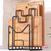 Prateleira de Cozinha Bancada Porta-Tábua de Corte Porta-Armazenamento de Mesa Porta-Armazenamento de Tábua de Corte Doméstico Multifuncional Porta-Tábua de Corte e Tampa de Panela