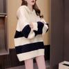 Suéter holgado de estilo perezoso con capucha para mujer 2024 nuevo otoño estilo occidental holgado talla grande suéter de punto abrigo largo
