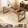 Mesa de computador com pernas de madeira maciça para quarto, mesa para home office, bancada longa, mesa grande para jogos, mesa dupla de mesa