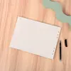 Caderno A5 de 6 furos horizontal com folhas soltas, papel quadriculado em branco para provas de estudantes, papel amigável aos olhos, páginas de refil para caderno B4, planejador