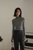 Suéter base de punto sin costuras de lana hilo Yangzi alemán para mujer, cuello medio alto, ajuste ceñido, top interior