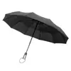 Paraguas Plegable de Tres Pliegues Totalmente Automático de Diez Varillas para Hombres y Mujeres, Paraguas de Negocios para Sol y Lluvia, Parasol Grande de Vinilo para Dos Personas