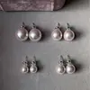 Pendientes Manta Rose Rosa Frío Morado Perla Estilo Francés Suave y Dulce Pendientes de Atmósfera Exquisita