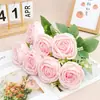 7 Cabeças de Rosa Enrolada, Flores Artificiais, Flores Falsas, Decoração de Casa e Casamento, Atacado de Arte Floral, Decoração de Mesa ao Ar Livre