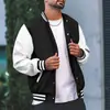 Chamarra de Béisbol Transfronteriza para Hombre, Chamarra de Vuelo, Forro Polar de Primavera y Otoño, Estilo Casual Holgado Clásico, Costura Horizontal a Máquina, Cuello Alto, Chamarra de Béisbol con Botones