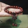 Pulsera de sándalo rojo de Zambia de 8 mm, pulsera de sándalo rojo con loto, rosario de cuentas de sándalo rojo de hoja pequeña para hombres y mujeres, venta al por mayor de fábrica