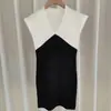 Vestido Elegante de Gola Alta sem Mangas Estilo Francês Suave para Mulheres Chegada Nova Primavera e Verão Cintura Marcada Saia de Quadril Slim Fit Atmosfera