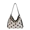 Bolsa Tote de Ombro com Bolinhas Estilo Coreano Preguiçoso, Bolsa Versátil de Lona, Bolsa Simples de Ombro Cruzado para o Dia a Dia com Grande Capacidade para Mulheres