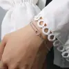 Pulsera Mejor Amiga Amanecer de Primavera para Mujer Estilo Dulce Fresco Japonés Personalidad Artística Diseño de Empalme Doble Capa Pulsera Hueca con Corazón de Ins