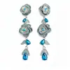 Pendientes de Tachuela Flor de Zircón con Borla de Aguja de Plata Vintage Pendientes Retro Exquisitos con un Toque de Lujo y Sofisticación para Mujer