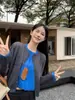 Falso Dos Piezas Estilo Corto Bloque de Color Manga Larga Estilo Perezoso 2025 Invierno Nuevo Diseño Retro Estilo Hong Kong Cárdigan Top para Mujer