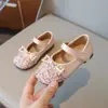 Zapatos de Princesa para Niñas 2026 Primavera y Otoño Nuevo Estilo Zapatos de Piel para Niñas Moda Cristal Zapatos Individuales Suela Suave Brillo Pedrería Zapatos Casuales
