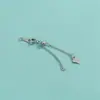Corrente de cauda em prata de lei S925 em formato de coração corrente estendida corrente de cruz pulseira de cristal DIY colar de pérolas com acessórios de cauda de corrente longa